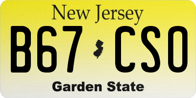 NJ license plate B67CSO