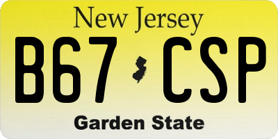 NJ license plate B67CSP
