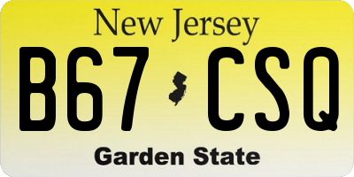 NJ license plate B67CSQ
