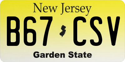 NJ license plate B67CSV