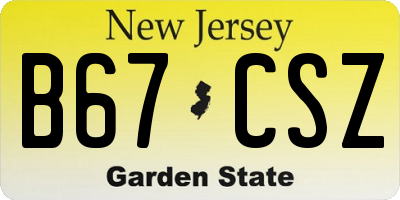 NJ license plate B67CSZ