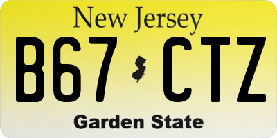 NJ license plate B67CTZ