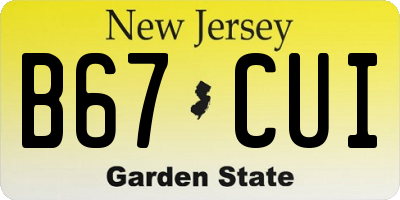 NJ license plate B67CUI