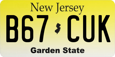 NJ license plate B67CUK
