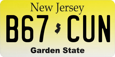 NJ license plate B67CUN