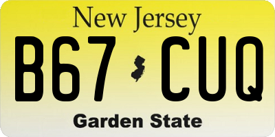 NJ license plate B67CUQ