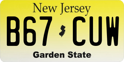 NJ license plate B67CUW
