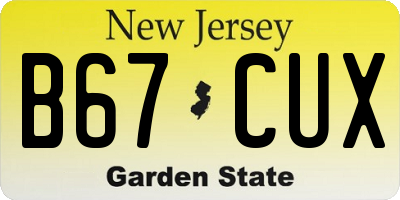 NJ license plate B67CUX