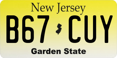 NJ license plate B67CUY