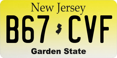 NJ license plate B67CVF