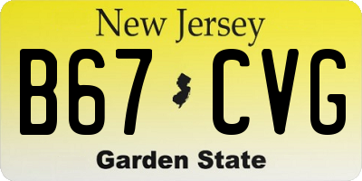 NJ license plate B67CVG