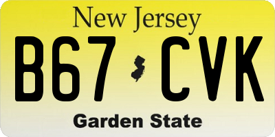 NJ license plate B67CVK