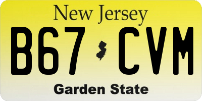 NJ license plate B67CVM