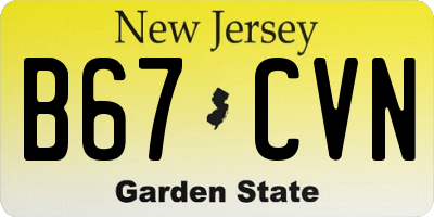 NJ license plate B67CVN