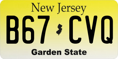 NJ license plate B67CVQ