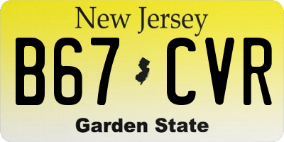 NJ license plate B67CVR