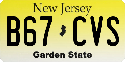 NJ license plate B67CVS