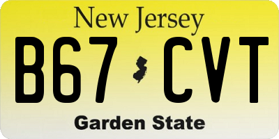 NJ license plate B67CVT