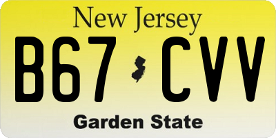 NJ license plate B67CVV