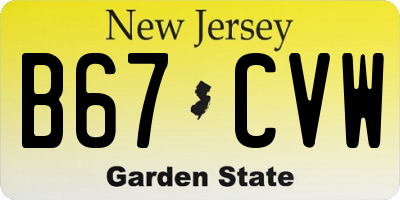 NJ license plate B67CVW