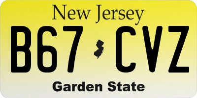 NJ license plate B67CVZ