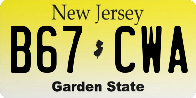 NJ license plate B67CWA