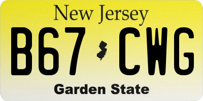 NJ license plate B67CWG
