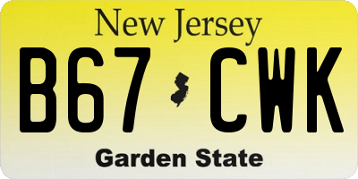 NJ license plate B67CWK