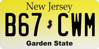 NJ license plate B67CWM