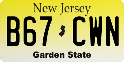 NJ license plate B67CWN