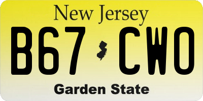 NJ license plate B67CWO