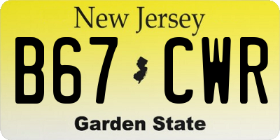 NJ license plate B67CWR