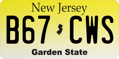 NJ license plate B67CWS