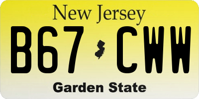 NJ license plate B67CWW