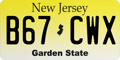 NJ license plate B67CWX