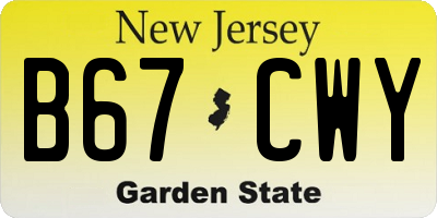 NJ license plate B67CWY
