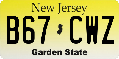 NJ license plate B67CWZ