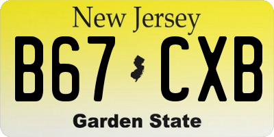 NJ license plate B67CXB