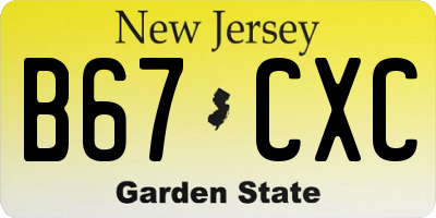 NJ license plate B67CXC