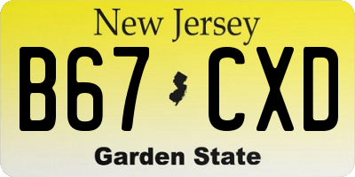 NJ license plate B67CXD