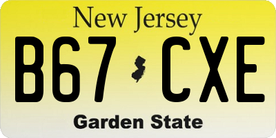 NJ license plate B67CXE