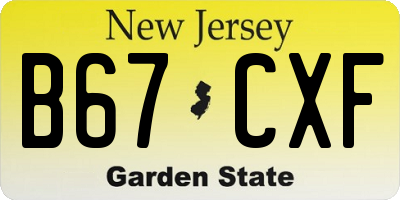 NJ license plate B67CXF