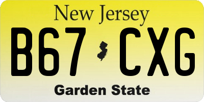 NJ license plate B67CXG