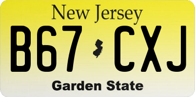 NJ license plate B67CXJ