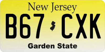 NJ license plate B67CXK