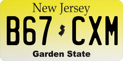 NJ license plate B67CXM