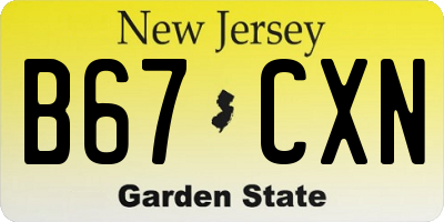 NJ license plate B67CXN