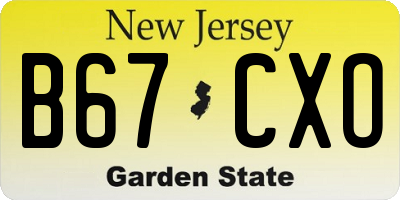 NJ license plate B67CXO