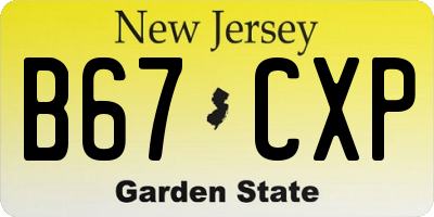 NJ license plate B67CXP