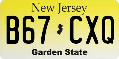 NJ license plate B67CXQ